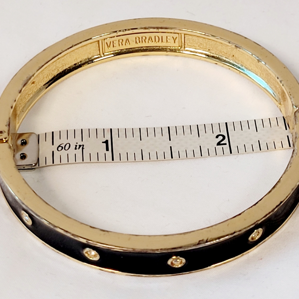Vera Bradley Gold Black Rhinestone  Enamel Bangle Bracelet - Picture 5 of 5